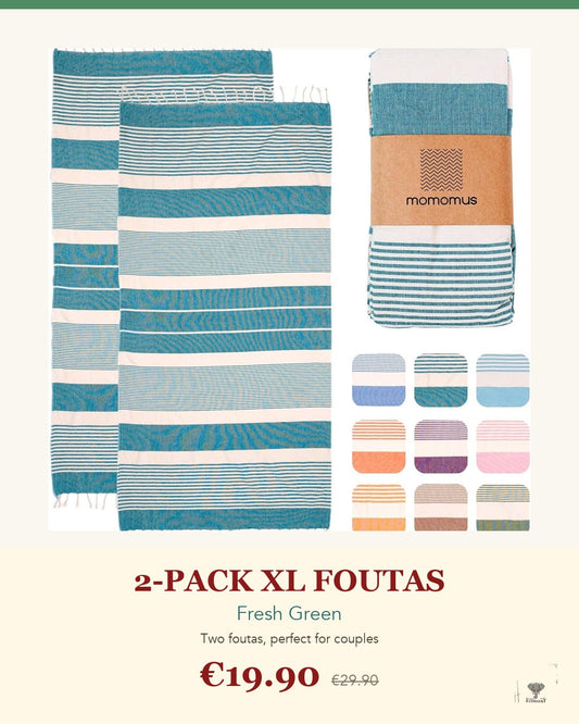 2-Pack XL Foutas - Fresh Green Indian Elephant