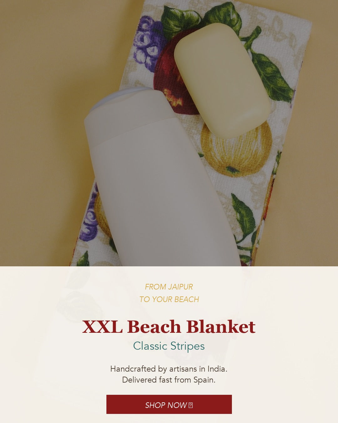 XXL Beach Towel - Classic Stripes Indian Elephant