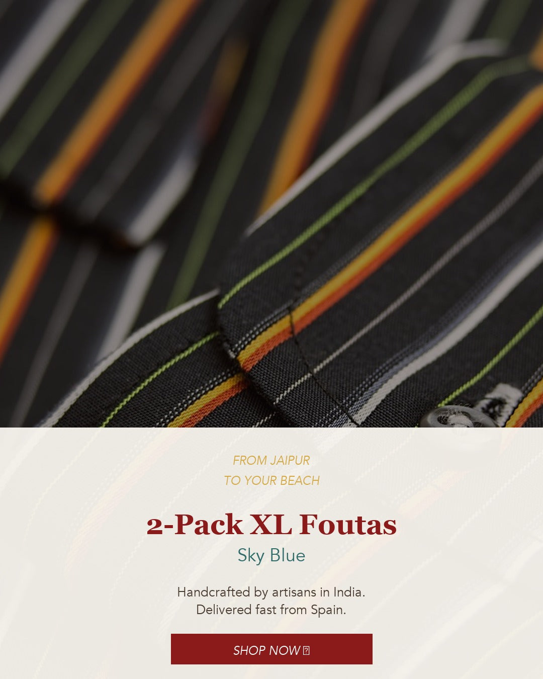 2-Pack XL Foutas - Sky Blue Indian Elephant