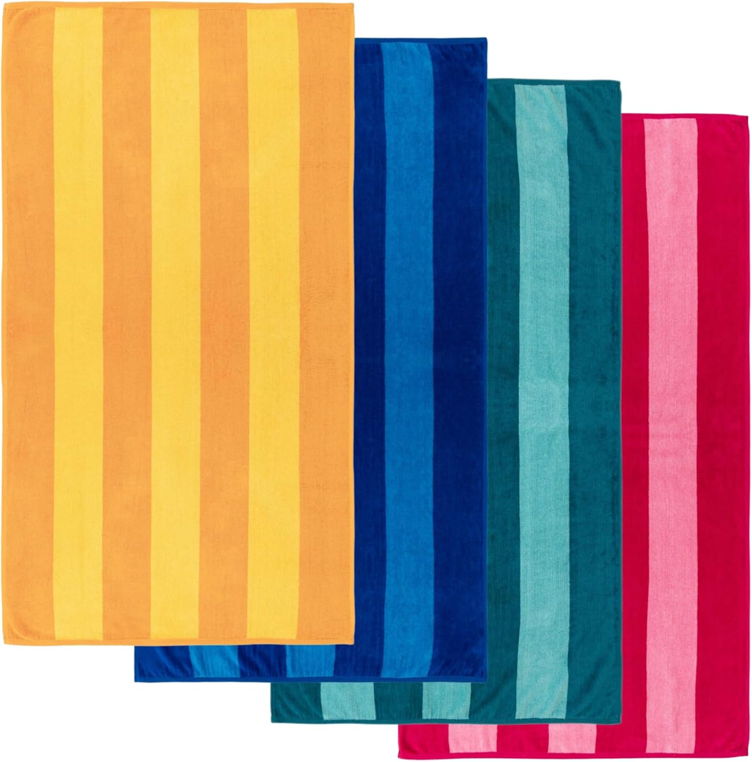 4-Pack Beach Towels - Cabana Stripes Indian Elephant